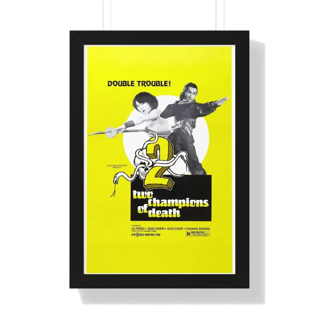 TWO CHAMPIONS OF DEATH 1980 - Framed Movie Poster 16″ x 24″ Black - The Sticker Space