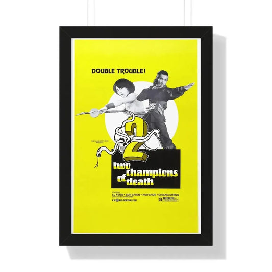 TWO CHAMPIONS OF DEATH 1980 - Framed Movie Poster 16″ x 24″ Black - The Sticker Space