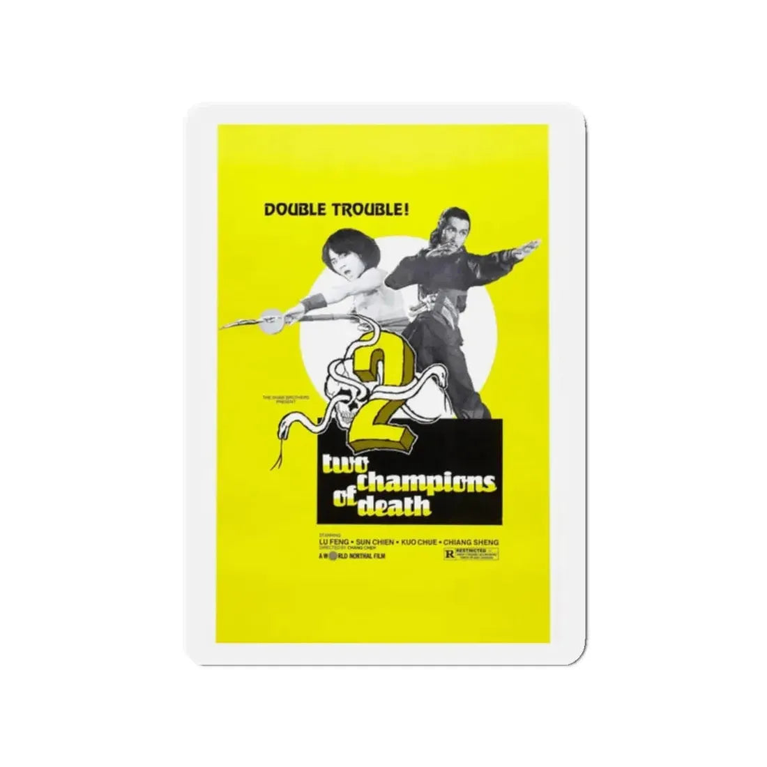 TWO CHAMPIONS OF DEATH 1980 Movie Poster - Refrigerator Magnet 2 Inch - The Sticker Space