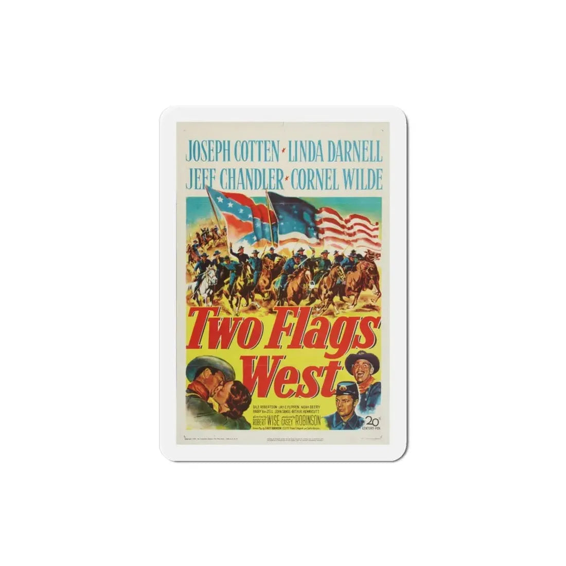 Two Flags West 1950 Movie Poster Refrigerator Magnet 3 Inch - The Sticker Space