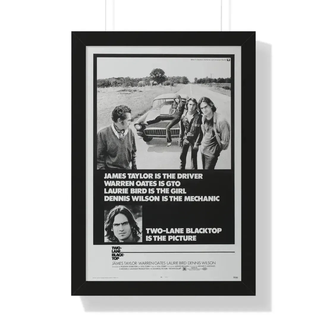 TWO-LANE BLACKTOP 1971 - Framed Movie Poster 16″ x 24″ Black - The Sticker Space