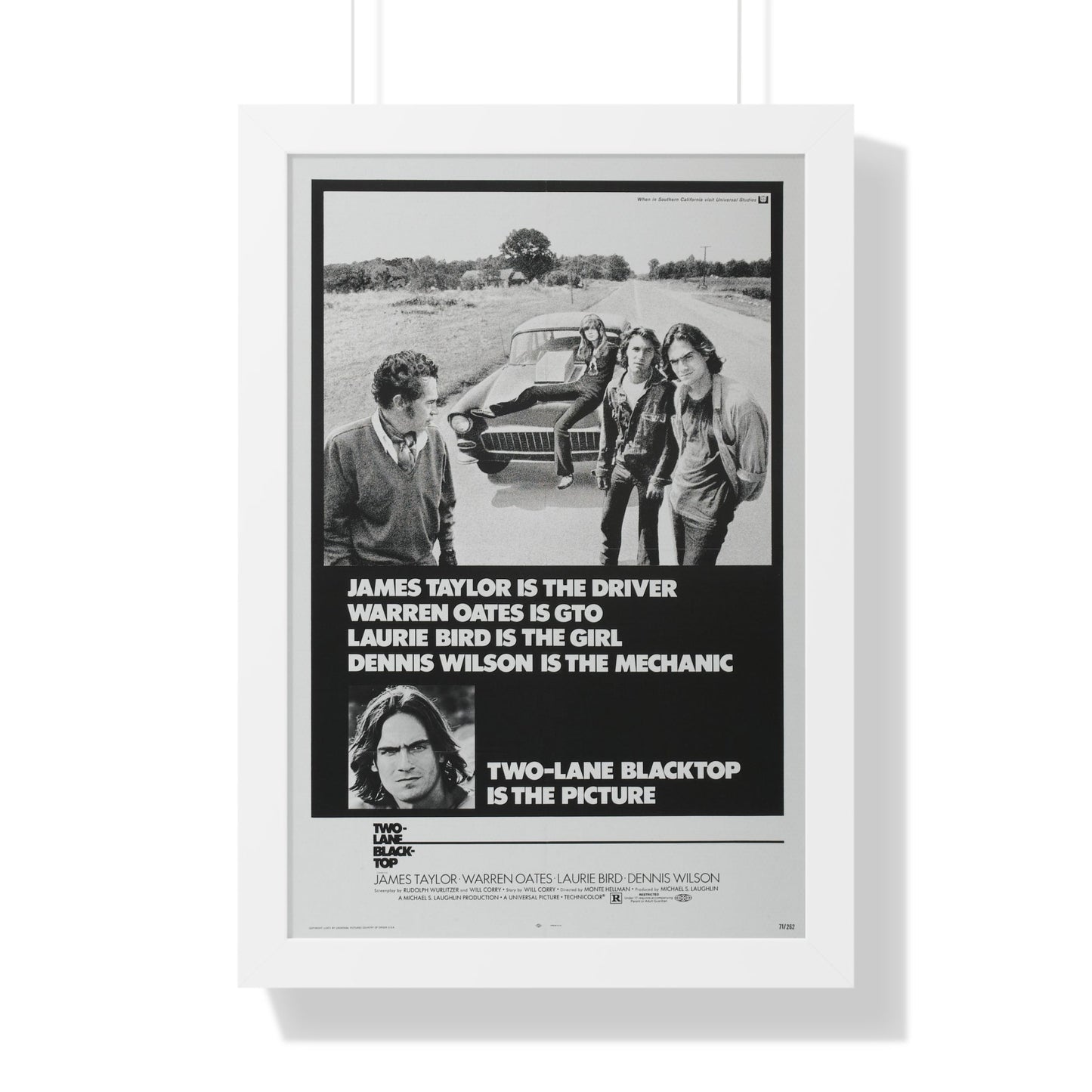 TWO-LANE BLACKTOP 1971 - Framed Movie Poster-16″ x 24″-The Sticker Space