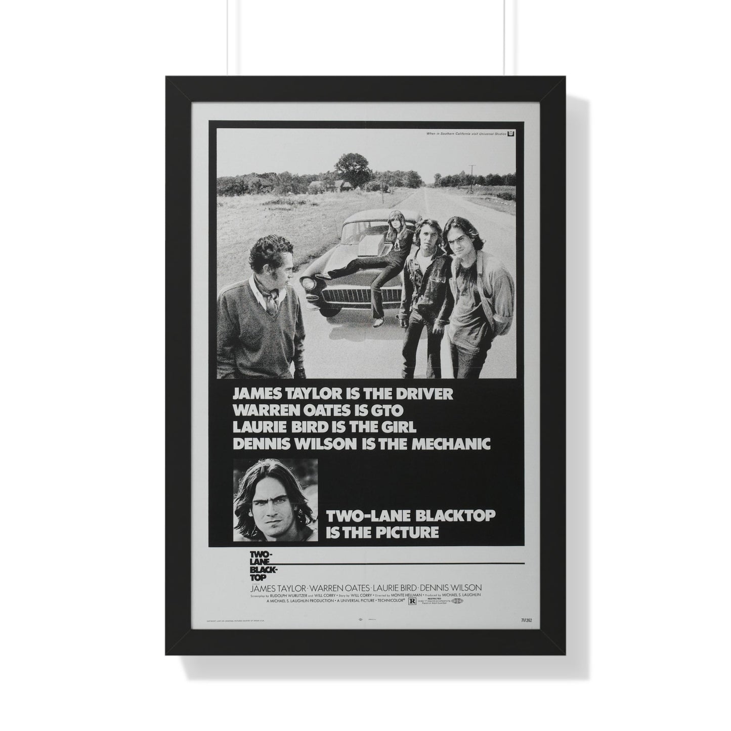 TWO-LANE BLACKTOP 1971 - Framed Movie Poster-20" x 30"-The Sticker Space