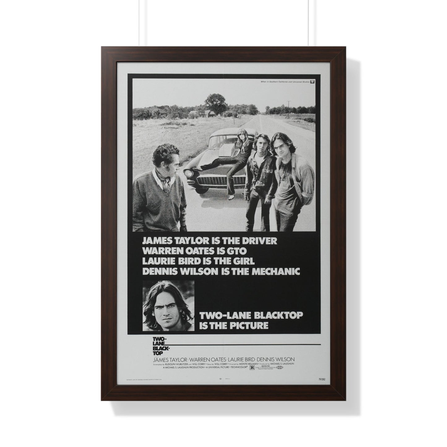 TWO-LANE BLACKTOP 1971 - Framed Movie Poster-20" x 30"-The Sticker Space