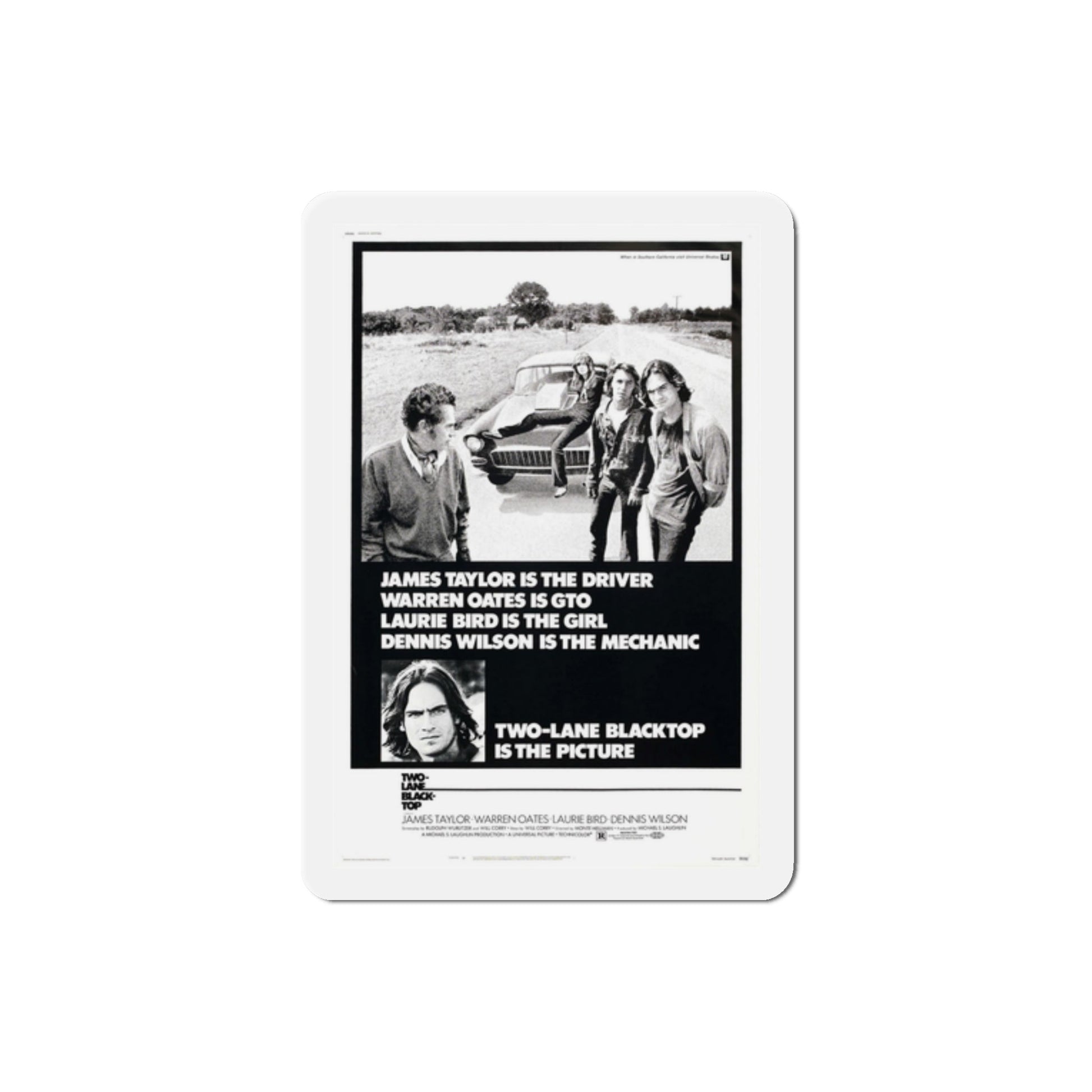 Two Lane Blacktop 1971 Movie Poster Die-Cut Magnet-2" x 2"-The Sticker Space