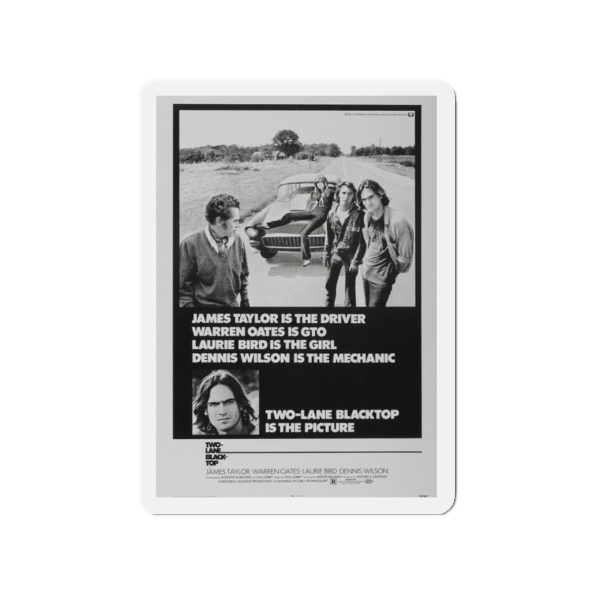 TWO-LANE BLACKTOP 1971 Movie Poster - Refrigerator Magnet