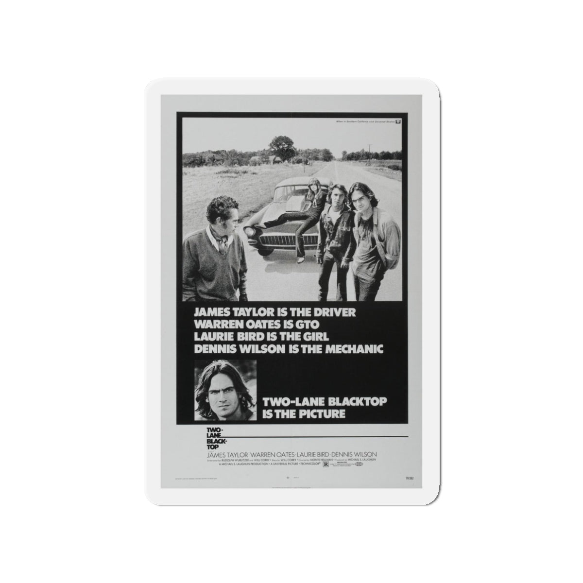 TWO-LANE BLACKTOP 1971 Movie Poster - Refrigerator Magnet