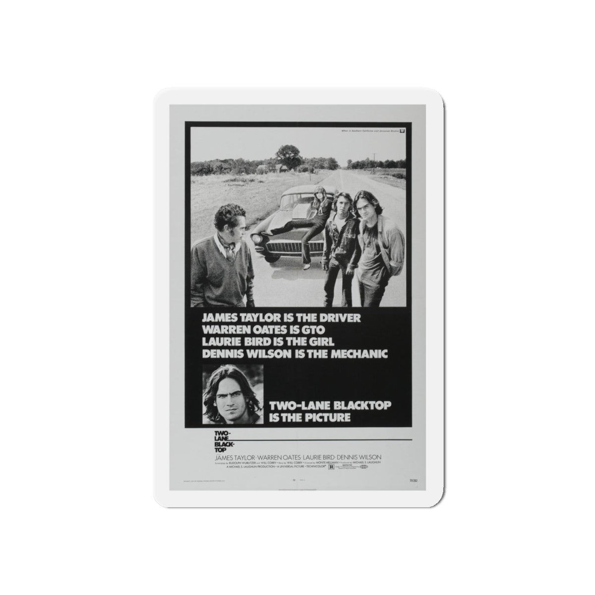 TWO-LANE BLACKTOP 1971 Movie Poster - Refrigerator Magnet