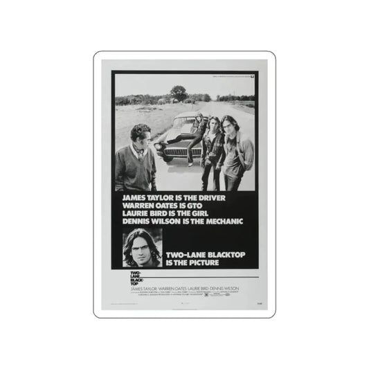 TWO-LANE BLACKTOP 1971 Movie Poster STICKER Vinyl Die-Cut Decal 2 Inch - The Sticker Space