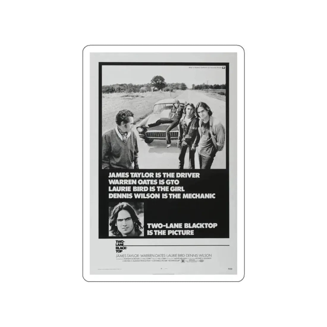 TWO-LANE BLACKTOP 1971 Movie Poster STICKER Vinyl Die-Cut Decal 6 Inch - The Sticker Space