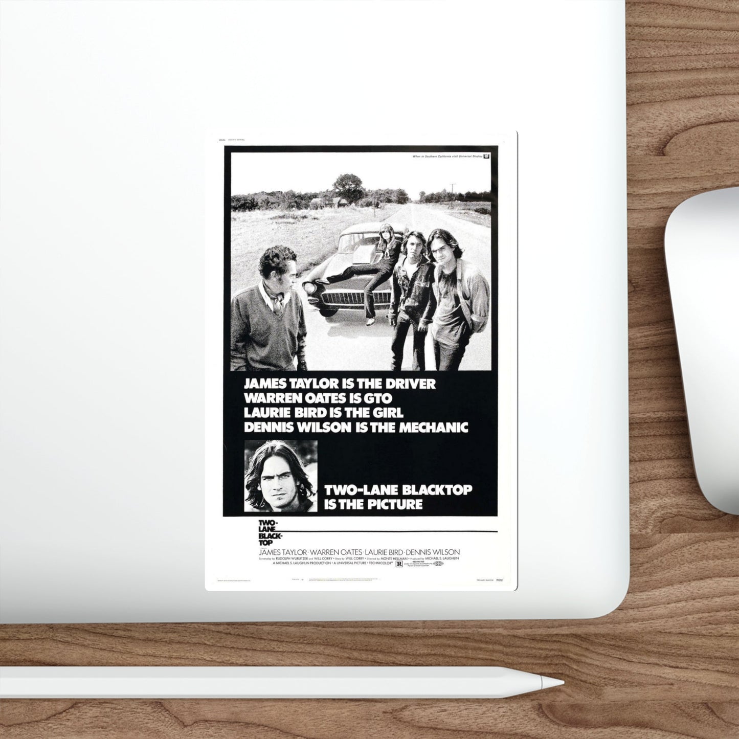 Two Lane Blacktop 1971 Movie Poster STICKER Vinyl Die-Cut Decal-The Sticker Space