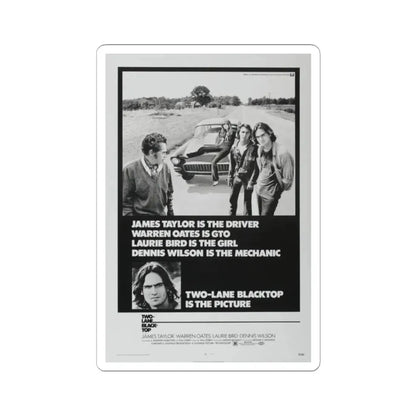 TWO-LANE BLACKTOP 1971 Movie Poster - STICKER Vinyl Kiss-Cut Decal 2 Inch White - The Sticker Space