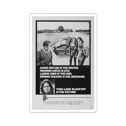 TWO-LANE BLACKTOP 1971 Movie Poster - STICKER Vinyl Kiss-Cut Decal 3 Inch White - The Sticker Space
