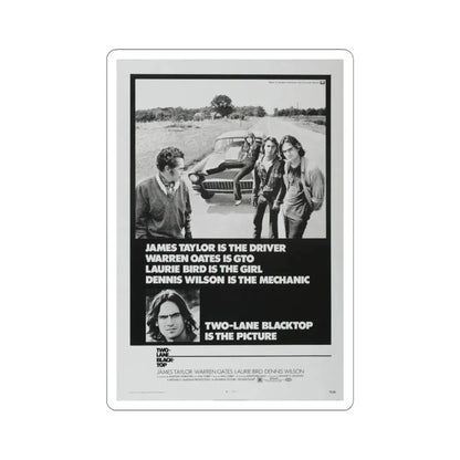 TWO-LANE BLACKTOP 1971 Movie Poster - STICKER Vinyl Kiss-Cut Decal 4 Inch White - The Sticker Space