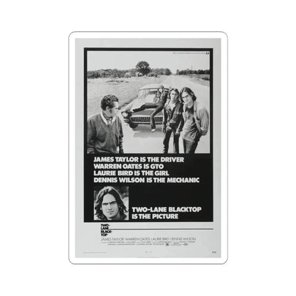 TWO-LANE BLACKTOP 1971 Movie Poster - STICKER Vinyl Kiss-Cut Decal 6 Inch White - The Sticker Space
