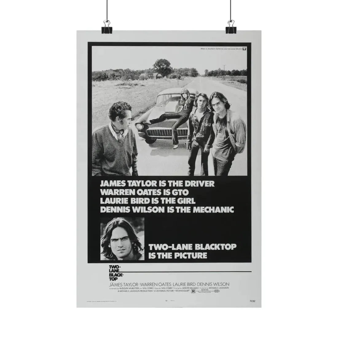 TWO-LANE BLACKTOP 1971 - Paper Movie Poster 12″ x 18″ Matte - The Sticker Space