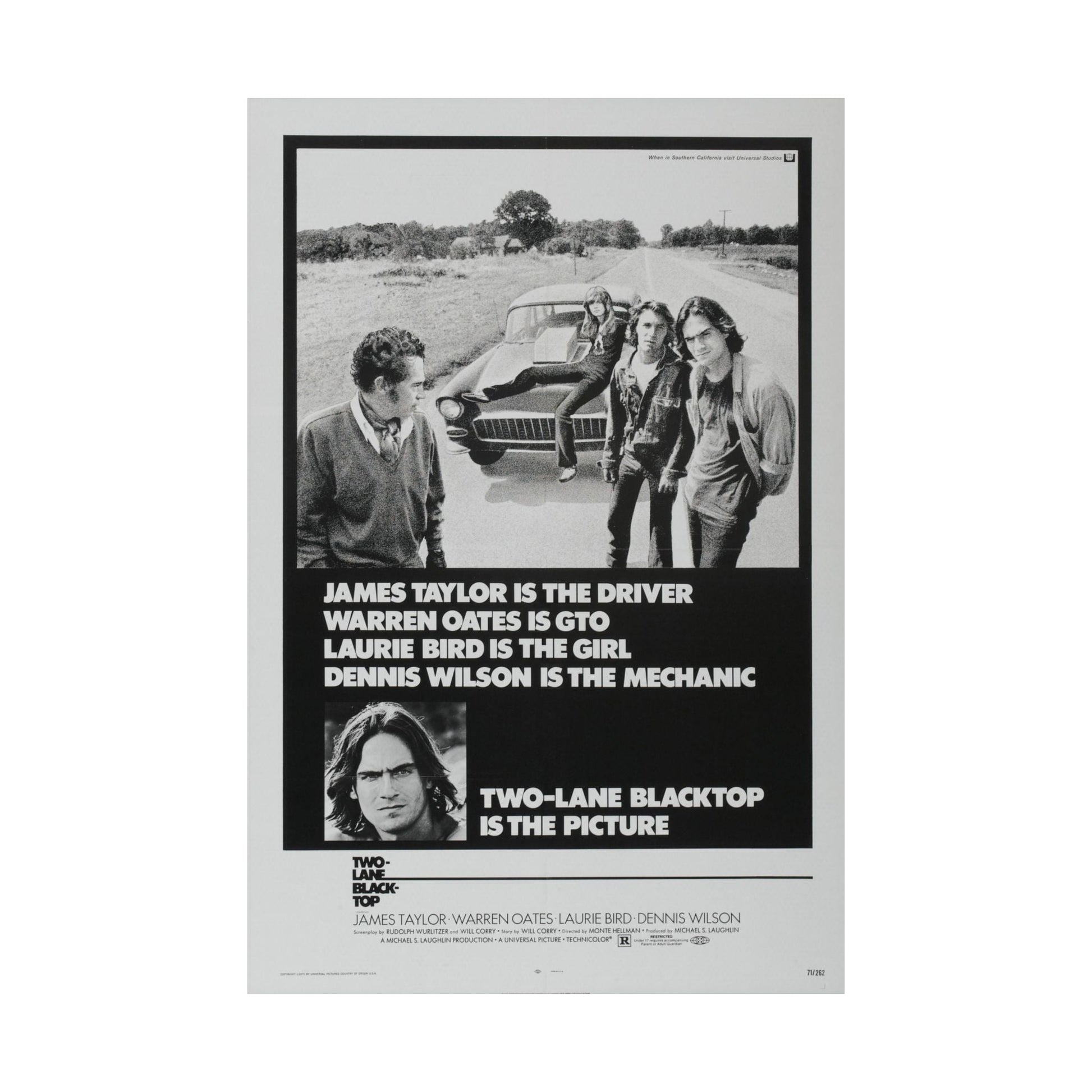 TWO-LANE BLACKTOP 1971 - Paper Movie Poster-The Sticker Space