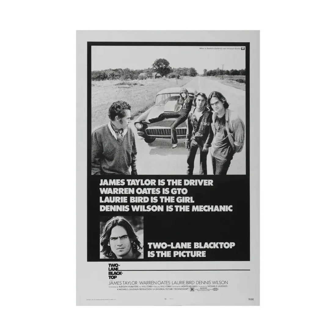 TWO-LANE BLACKTOP 1971 - Paper Movie Poster - The Sticker Space