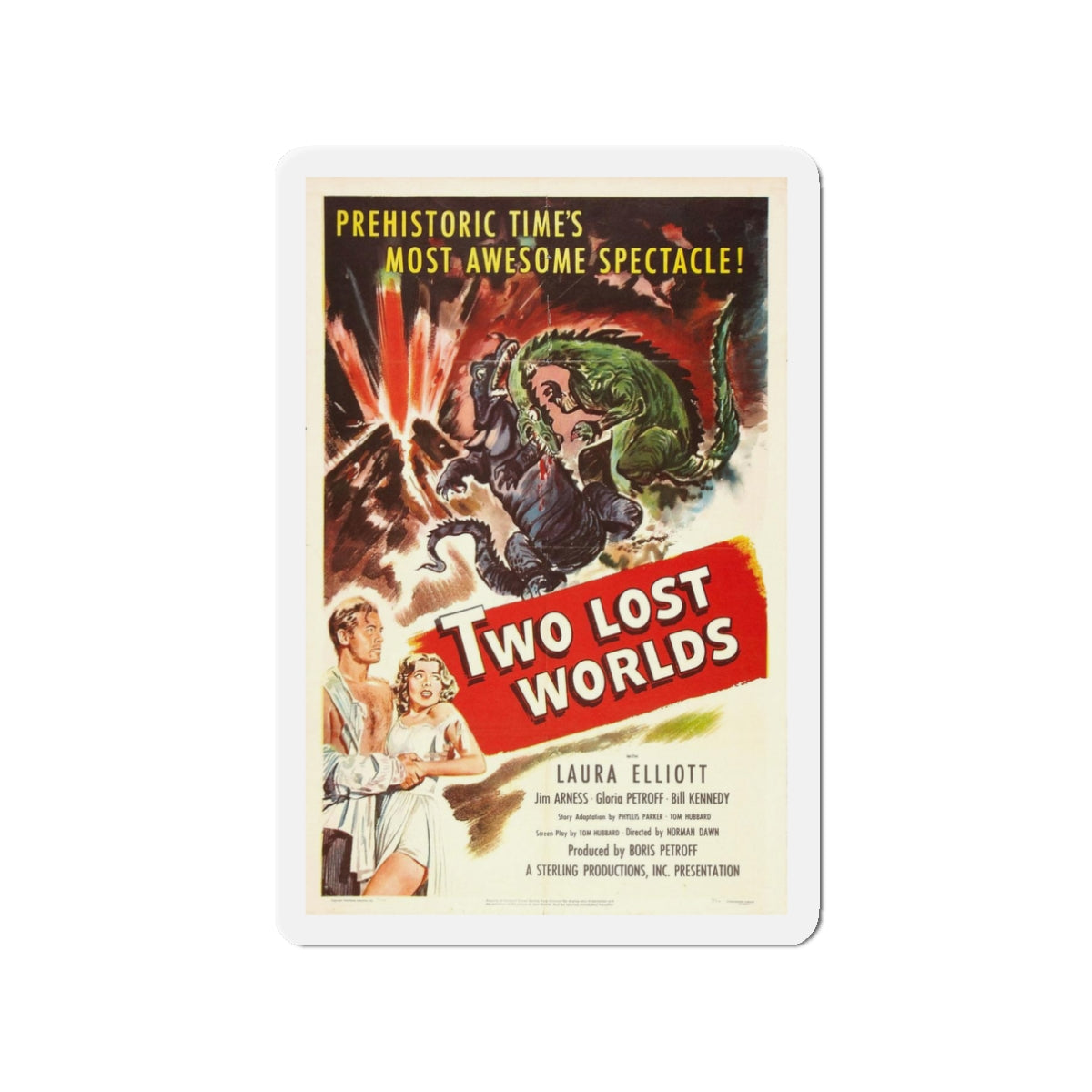 TWO LOST WORLDS 1951 Movie Poster - Refrigerator Magnet-3 Inch-Die-Cut-The Sticker Space