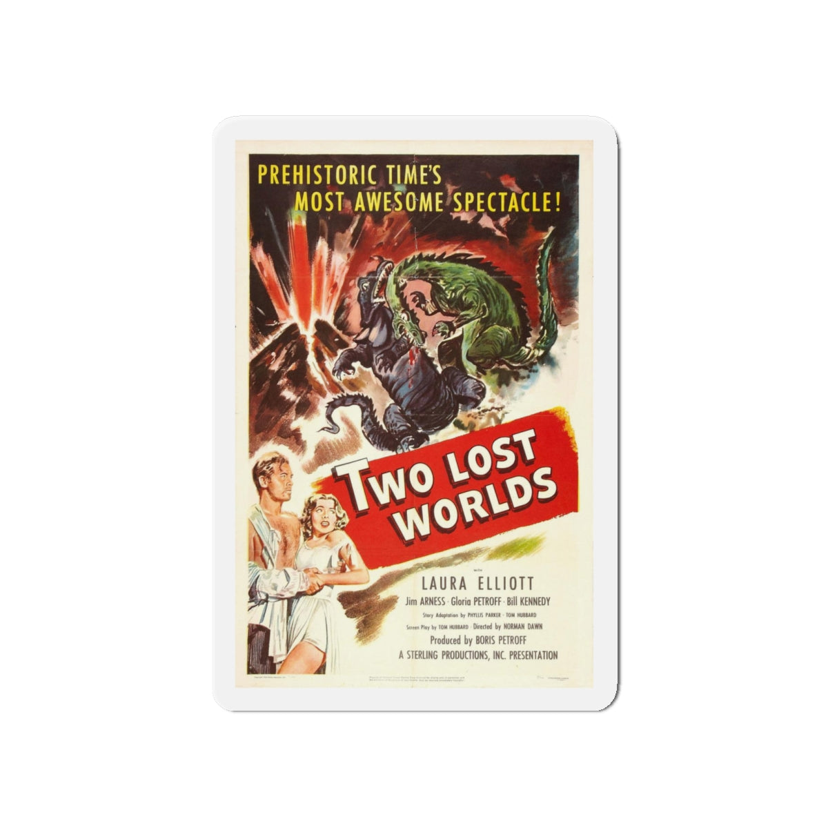 TWO LOST WORLDS 1951 Movie Poster - Refrigerator Magnet-4 Inch-Die-Cut-The Sticker Space