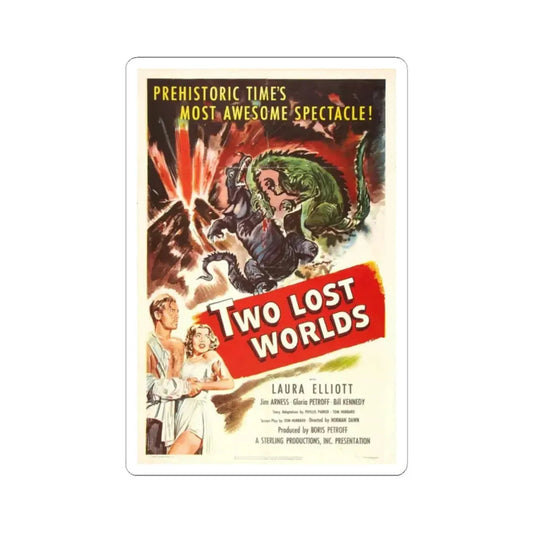 TWO LOST WORLDS 1951 Movie Poster - STICKER Vinyl Kiss-Cut Decal 2 Inch White - The Sticker Space