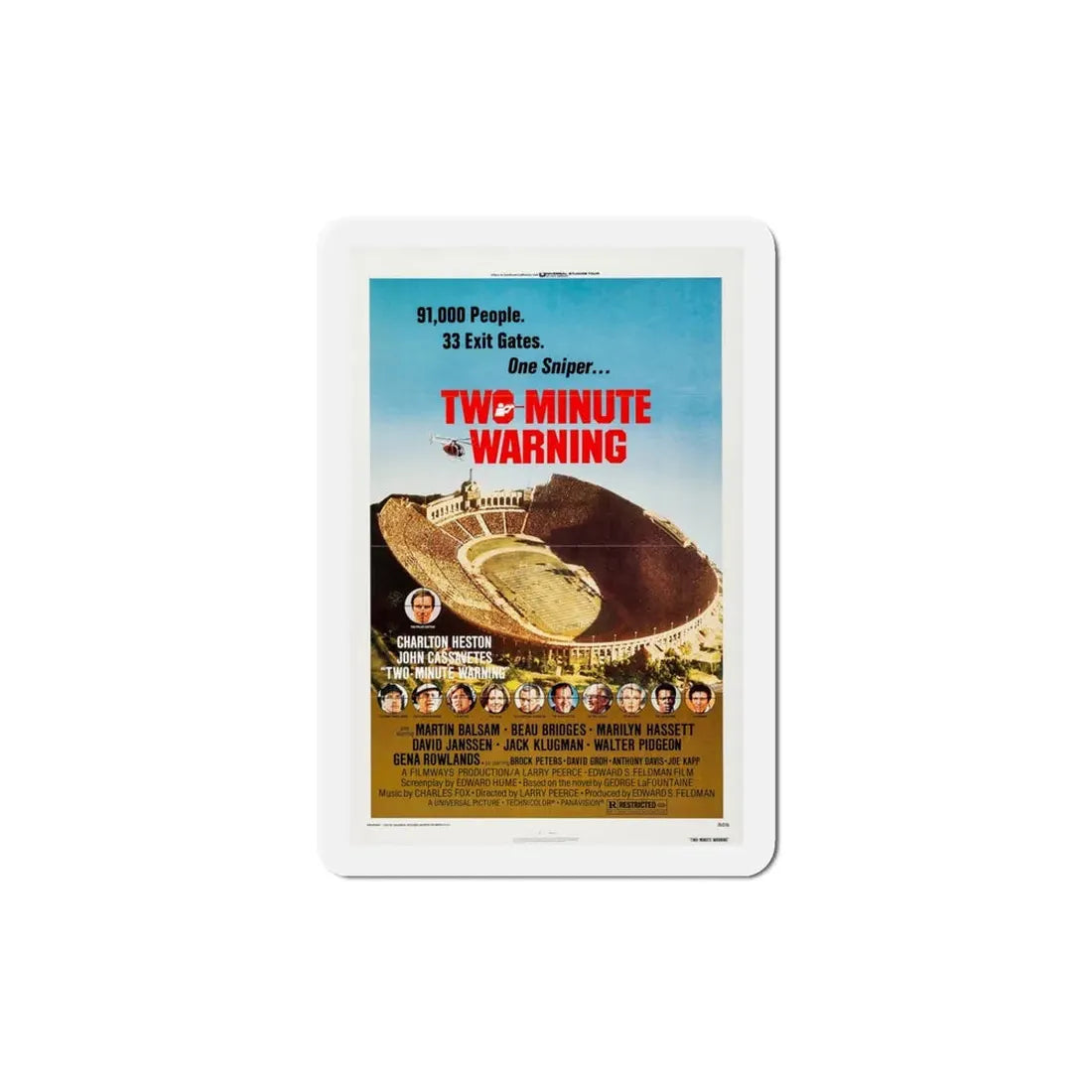Two Minute Warning 1976 Movie Poster Refrigerator Magnet 4 Inch - The Sticker Space