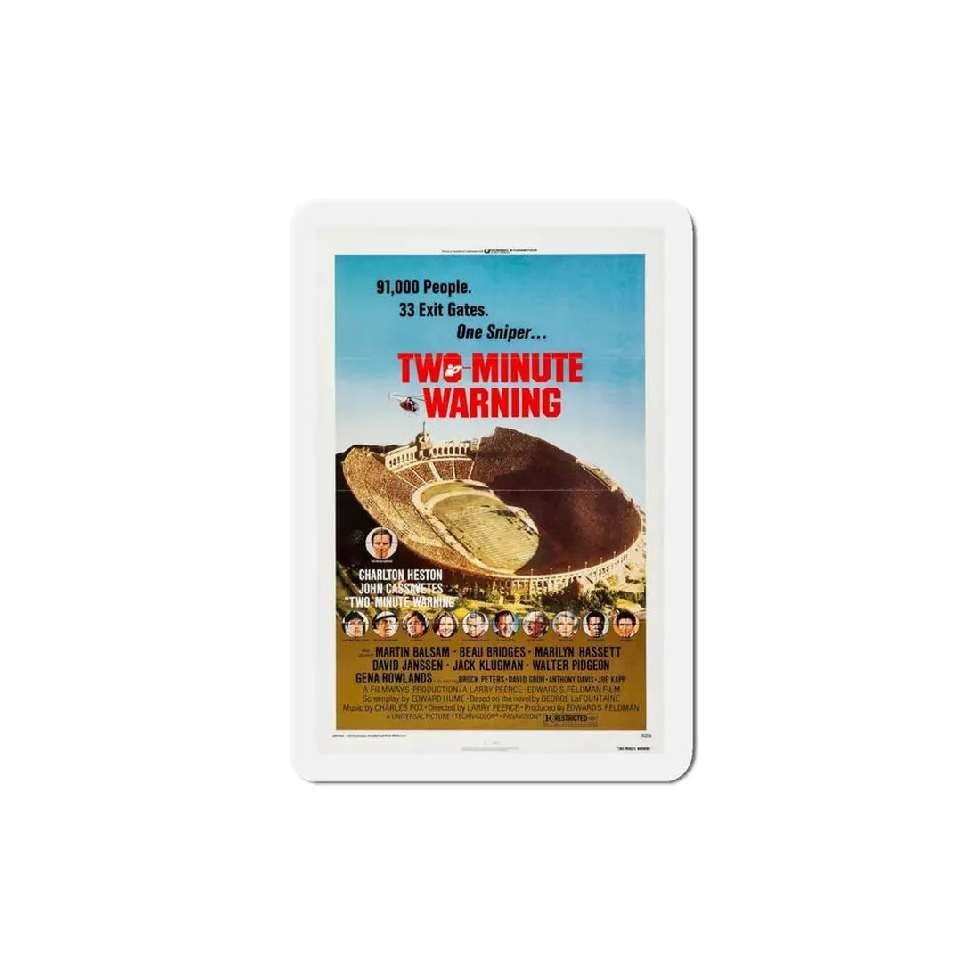 Two Minute Warning 1976 Movie Poster Refrigerator Magnet 5 Inch - The Sticker Space