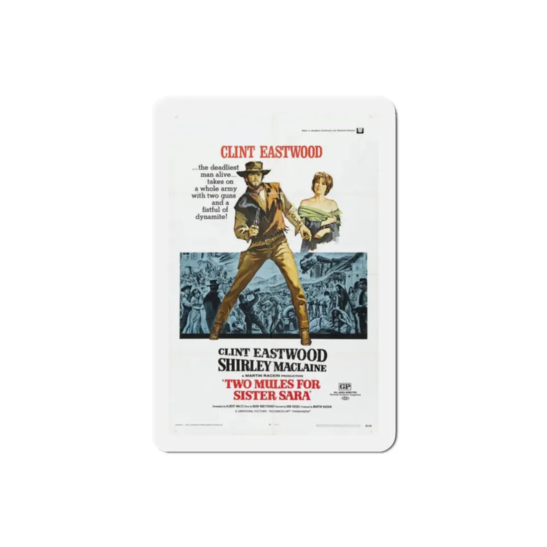 Two Mules for Sister Sara 1970 Movie Poster Refrigerator Magnet 2 Inch - The Sticker Space