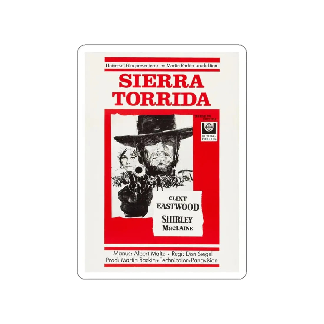 TWO MULES FOR SISTER SARA 1970 Movie Poster STICKER Vinyl Die-Cut Decal 4 Inch - The Sticker Space