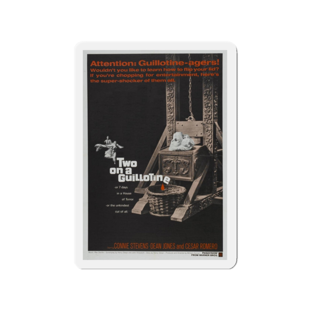 TWO ON A GUILLOTINE 1965 Movie Poster - Refrigerator Magnet-2 Inch-Die-Cut-The Sticker Space