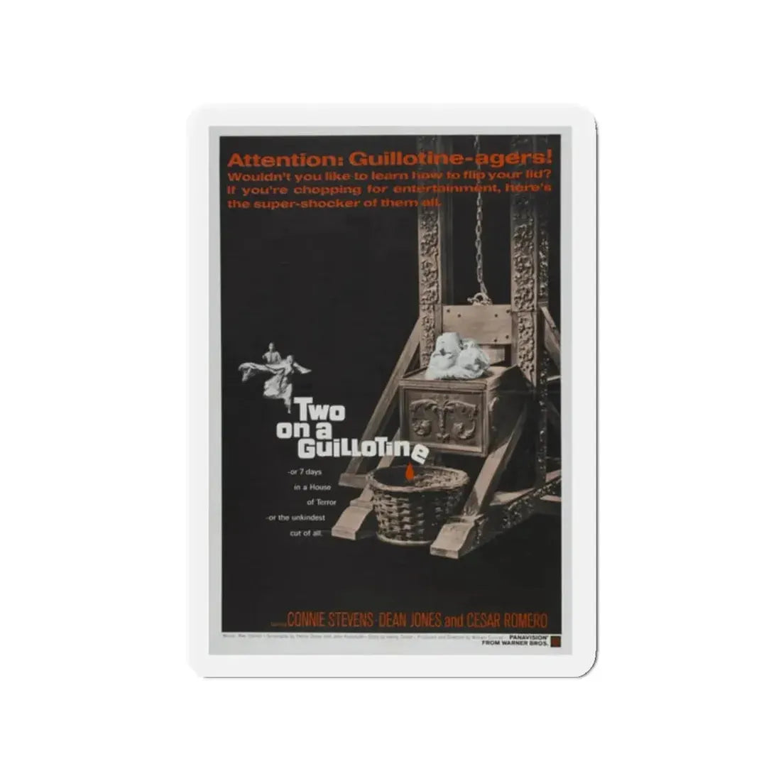TWO ON A GUILLOTINE 1965 Movie Poster - Refrigerator Magnet 2 Inch Die-Cut - The Sticker Space