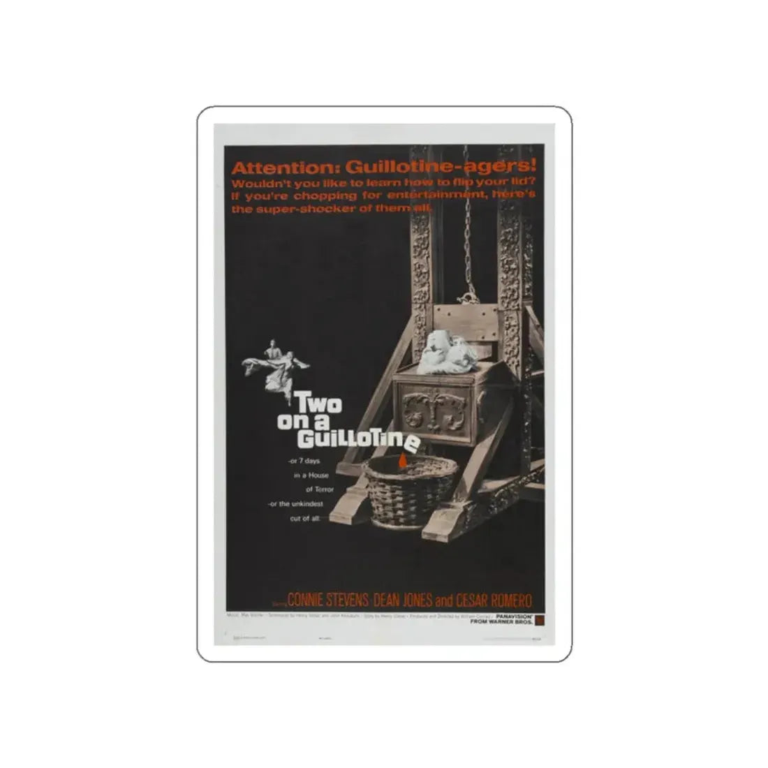 TWO ON A GUILLOTINE 1965 Movie Poster STICKER Vinyl Die-Cut Decal 2 Inch - The Sticker Space