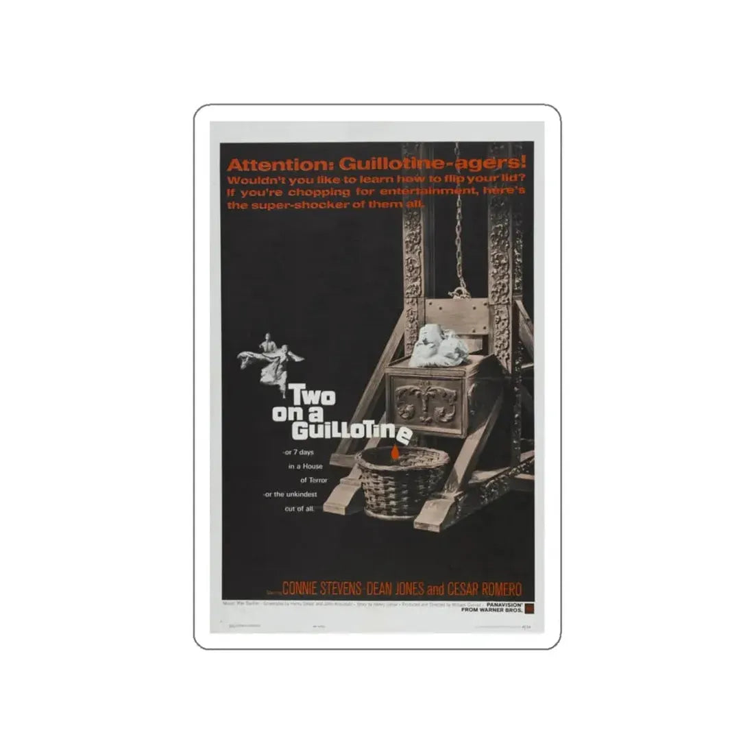 TWO ON A GUILLOTINE 1965 Movie Poster STICKER Vinyl Die-Cut Decal 6 Inch - The Sticker Space