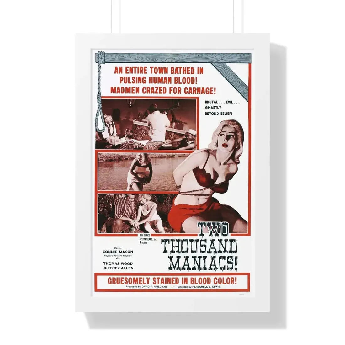 TWO THOUSAND MANIACS! 1964 - Framed Movie Poster 16″ x 24″ White - The Sticker Space