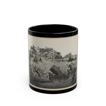 Two Trench Mortars Behind Sandbagged Barricade (U.S. Civil War) Black Coffee Mug-11oz-The Sticker Space