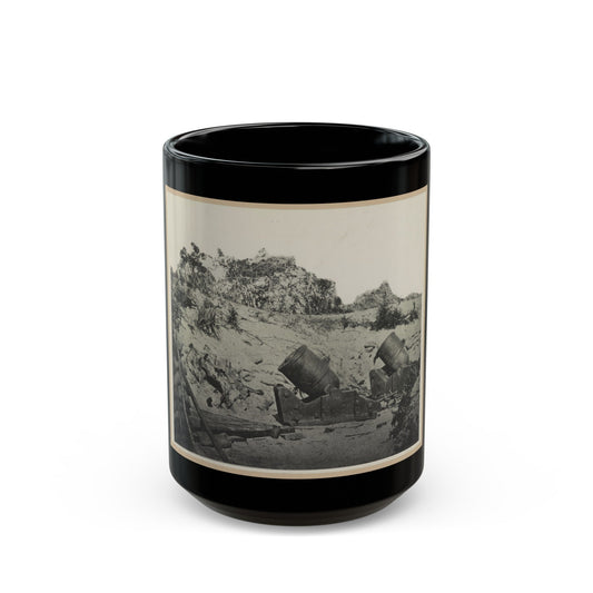 Two Trench Mortars Behind Sandbagged Barricade (U.S. Civil War) Black Coffee Mug-15oz-The Sticker Space