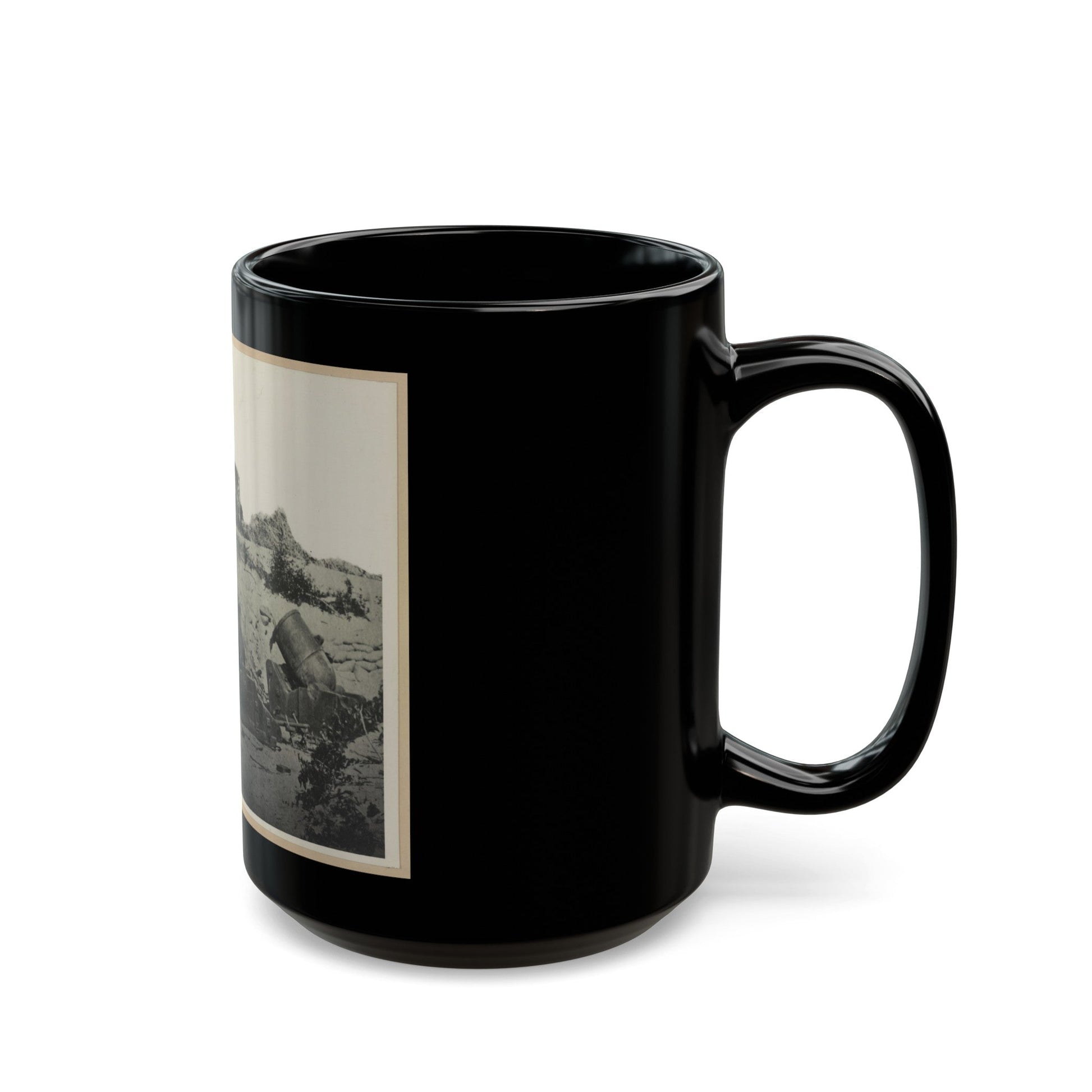 Two Trench Mortars Behind Sandbagged Barricade (U.S. Civil War) Black Coffee Mug-The Sticker Space