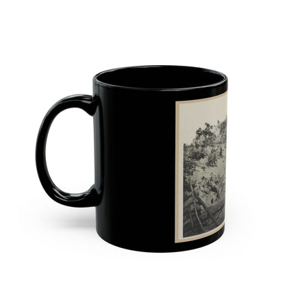 Two Trench Mortars Behind Sandbagged Barricade (U.S. Civil War) Black Coffee Mug-The Sticker Space