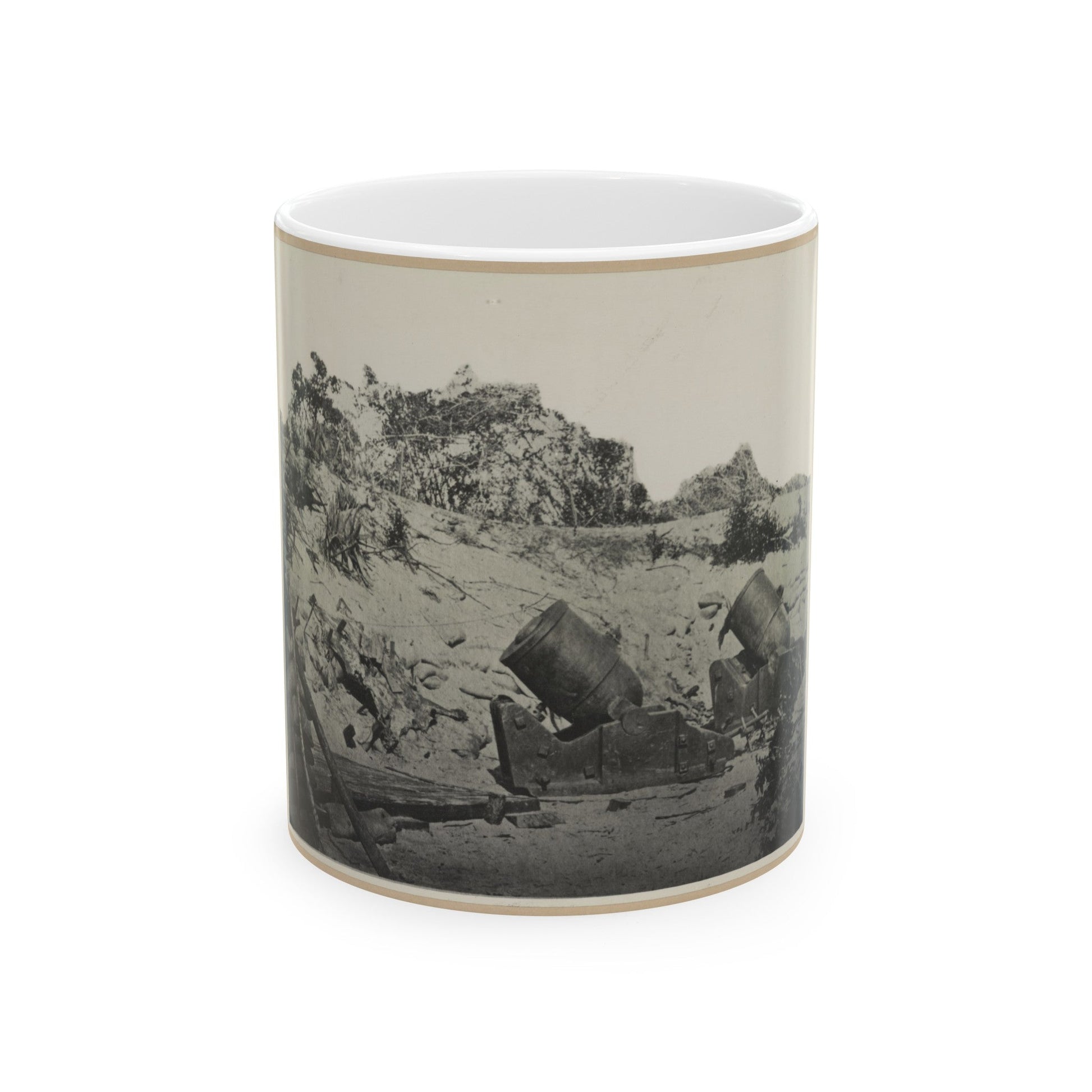 Two Trench Mortars Behind Sandbagged Barricade (U.S. Civil War) White Coffee Mug-11oz-The Sticker Space