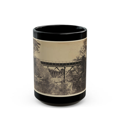 Two Trestle Bridges Over A Creek (U.S. Civil War) Black Coffee Mug-15oz-The Sticker Space