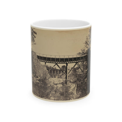 Two Trestle Bridges Over A Creek (U.S. Civil War) White Coffee Mug-11oz-The Sticker Space