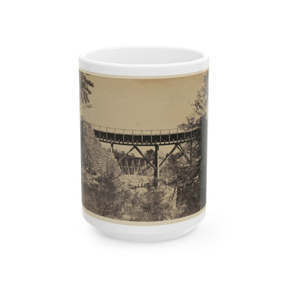 Two Trestle Bridges Over A Creek (U.S. Civil War) White Coffee Mug-15oz-The Sticker Space