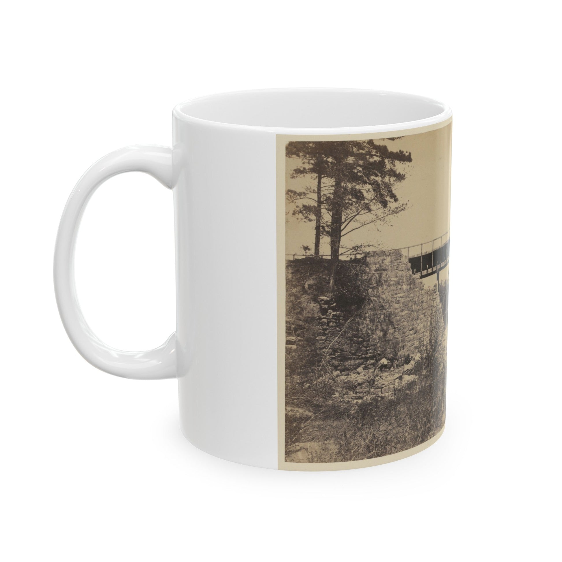 Two Trestle Bridges Over A Creek (U.S. Civil War) White Coffee Mug-The Sticker Space