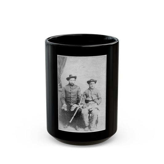 Two Unidentified Civil War Soldiers In Union Uniforms, Seated In A Photographer's Studio; One Is Holding A Saber (U.S. Civil War) Black Coffee Mug-15oz-The Sticker Space