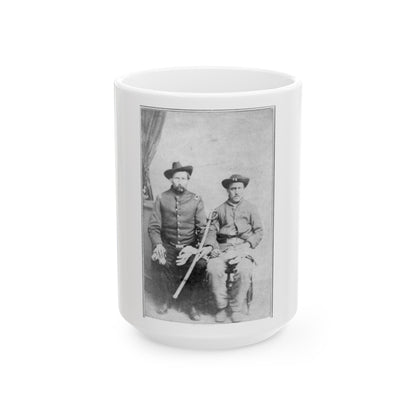 Two Unidentified Civil War Soldiers In Union Uniforms, Seated In A Photographer's Studio; One Is Holding A Saber (U.S. Civil War) White Coffee Mug-15oz-The Sticker Space