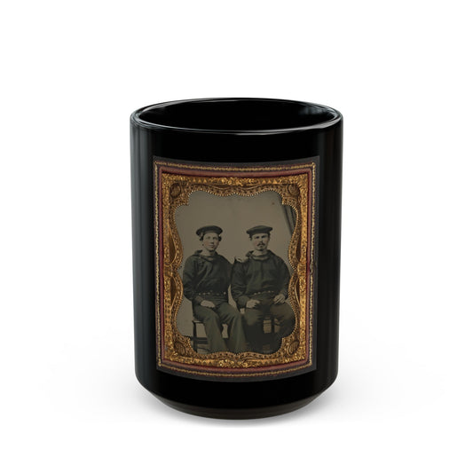 Two Unidentified Sailors In Union Uniforms Seated Outdoors (U.S. Civil War) Black Coffee Mug-15oz-The Sticker Space