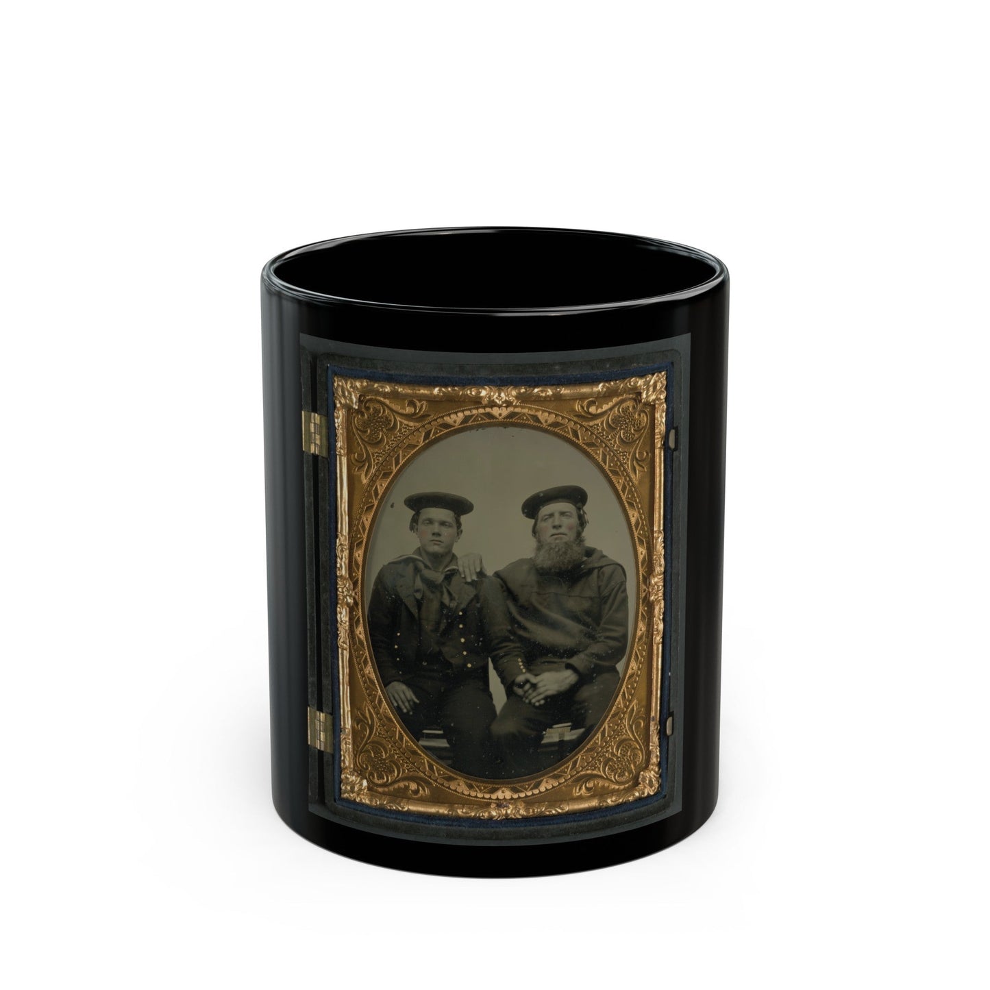 Two Unidentified Sailors In Union Uniforms (U.S. Civil War) Black Coffee Mug-11oz-The Sticker Space