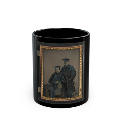 Two Unidentified Sailors In Union Uniforms With Rope And Anchor (U.S. Civil War) Black Coffee Mug-11oz-The Sticker Space