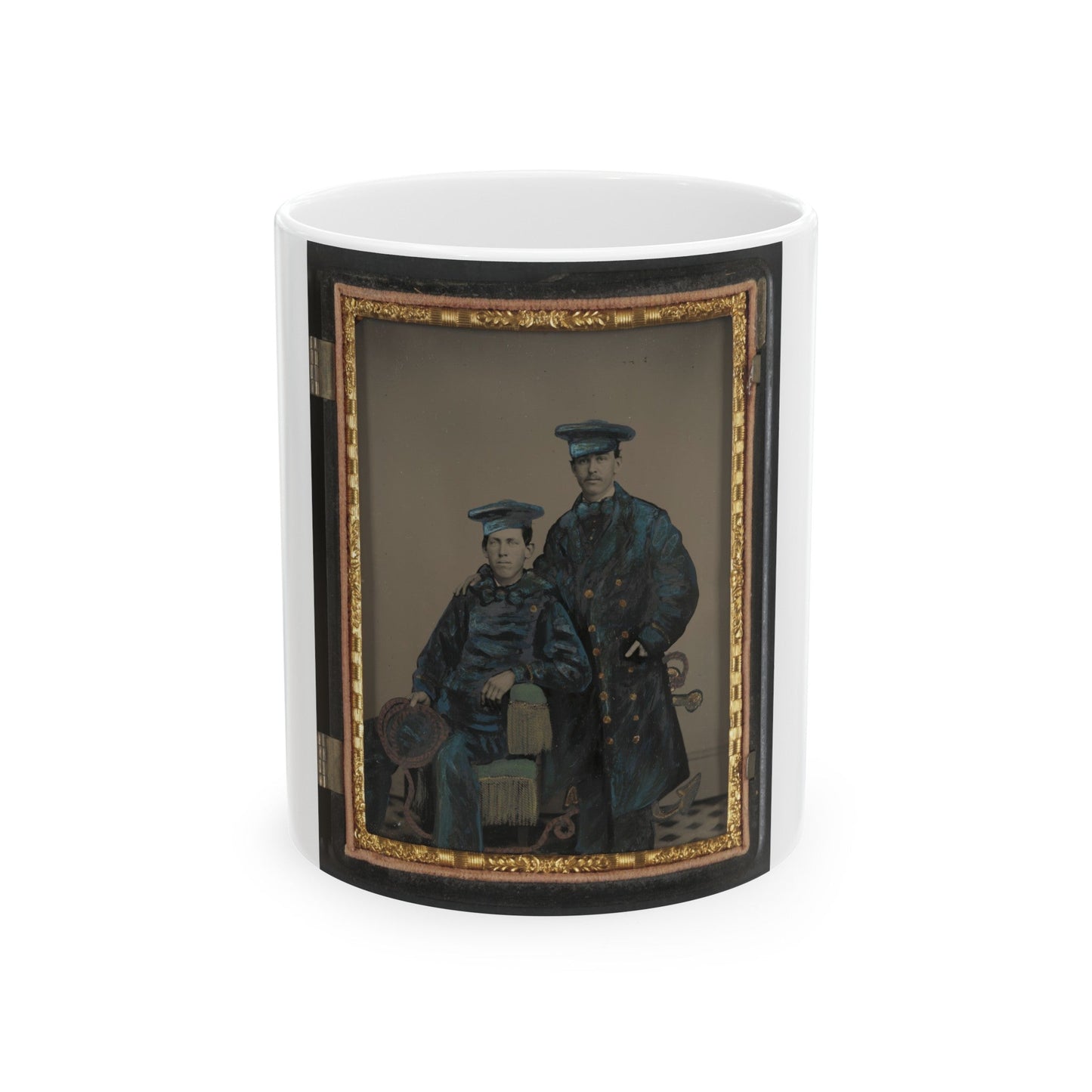 Two Unidentified Sailors In Union Uniforms With Rope And Anchor (U.S. Civil War) White Coffee Mug-11oz-The Sticker Space