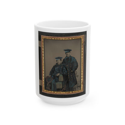 Two Unidentified Sailors In Union Uniforms With Rope And Anchor (U.S. Civil War) White Coffee Mug-15oz-The Sticker Space